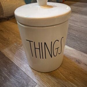 White Ceramic Storage Jar things container by rae dunn